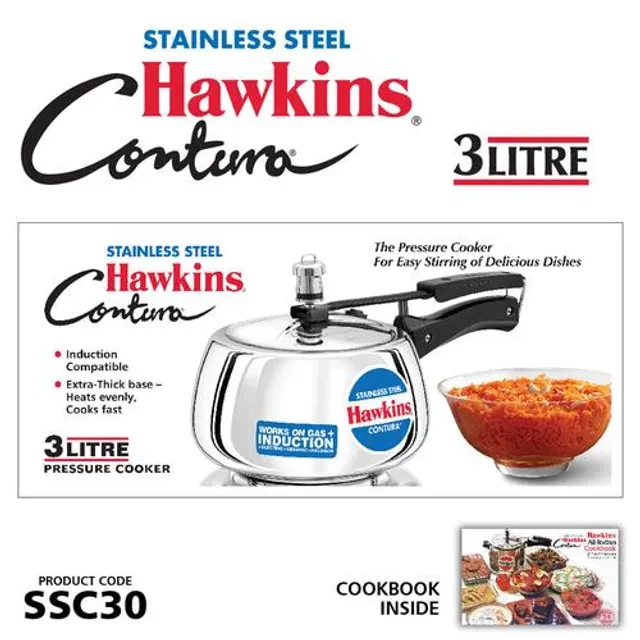 Hawkins Contura Stainless Steel Inner Lid Pressure Cooker - Induction Base, Silver, SSC30, 3 l-3.webp